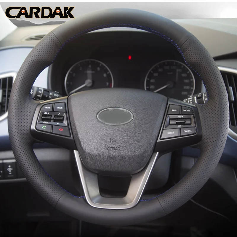 CARDAK Car accessories Black Artificial  leather Car Steering wheels cover For Hyundai Creta 2015 2016 2017