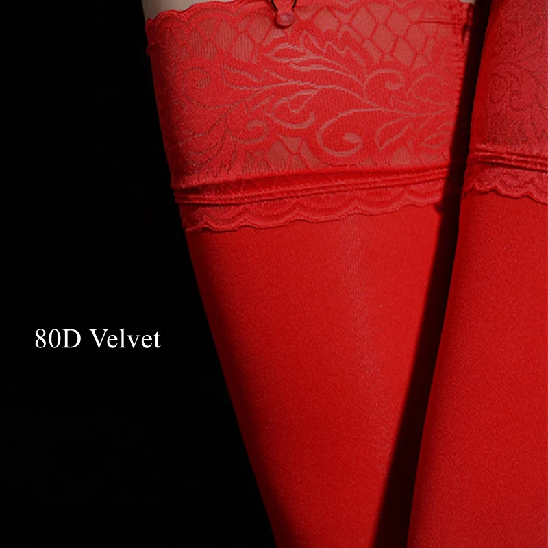 Sexy Wide Lace Top Thigh High Stockings Silicone Hold Up Medias De Mujer Hot Pole Dance Nightclub Party Hosiery 8D 15D 80D