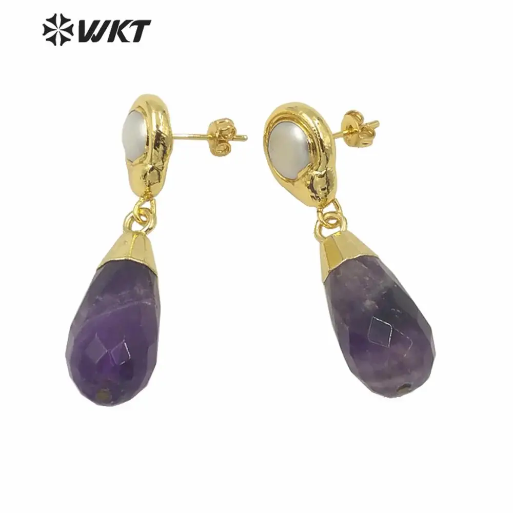 

WT-E634 Populr Stone Drop Earrings Female Faceted Water Drop Stone Earrings Wedding Jewelry Stone Dangling Earring