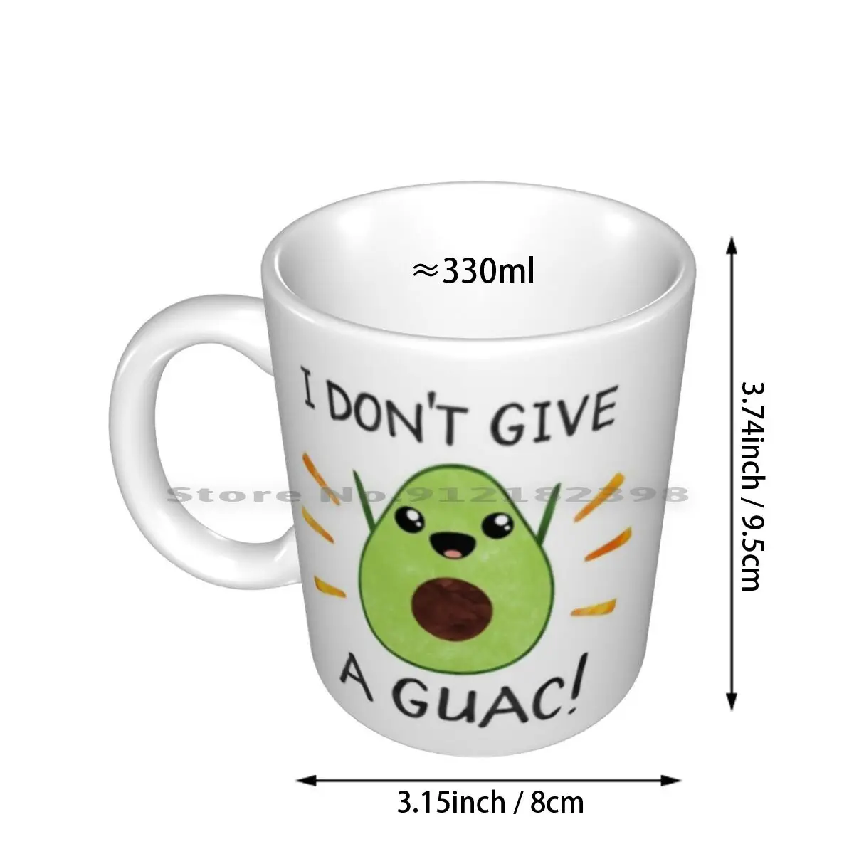 I Don't Give A Guac! Ceramic Mugs Coffee Cups Milk Tea Mug Graphic Cute Funny Fun Pun Avocado Guac Guacamole Green Kawaii