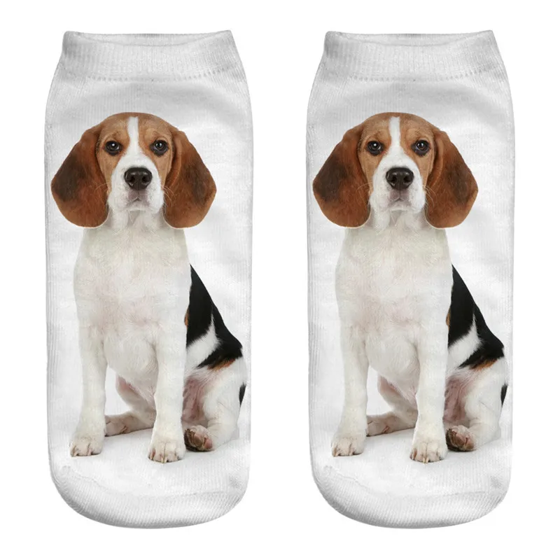 2024 New Harajuku 3D Print Women Socks Kawaii Low Cut Ankle Sock Fashion Female Short Socks Dog Pattern Art Funny Meias