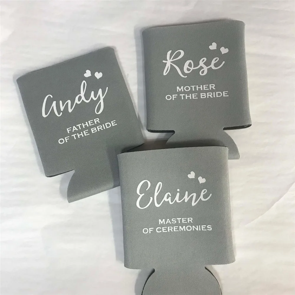 Personalized Wedding Can Coolers Beer Can Cozies Custom Text Bachelorette Party Bridal Party Cooler Drink Holder Gifts Favor