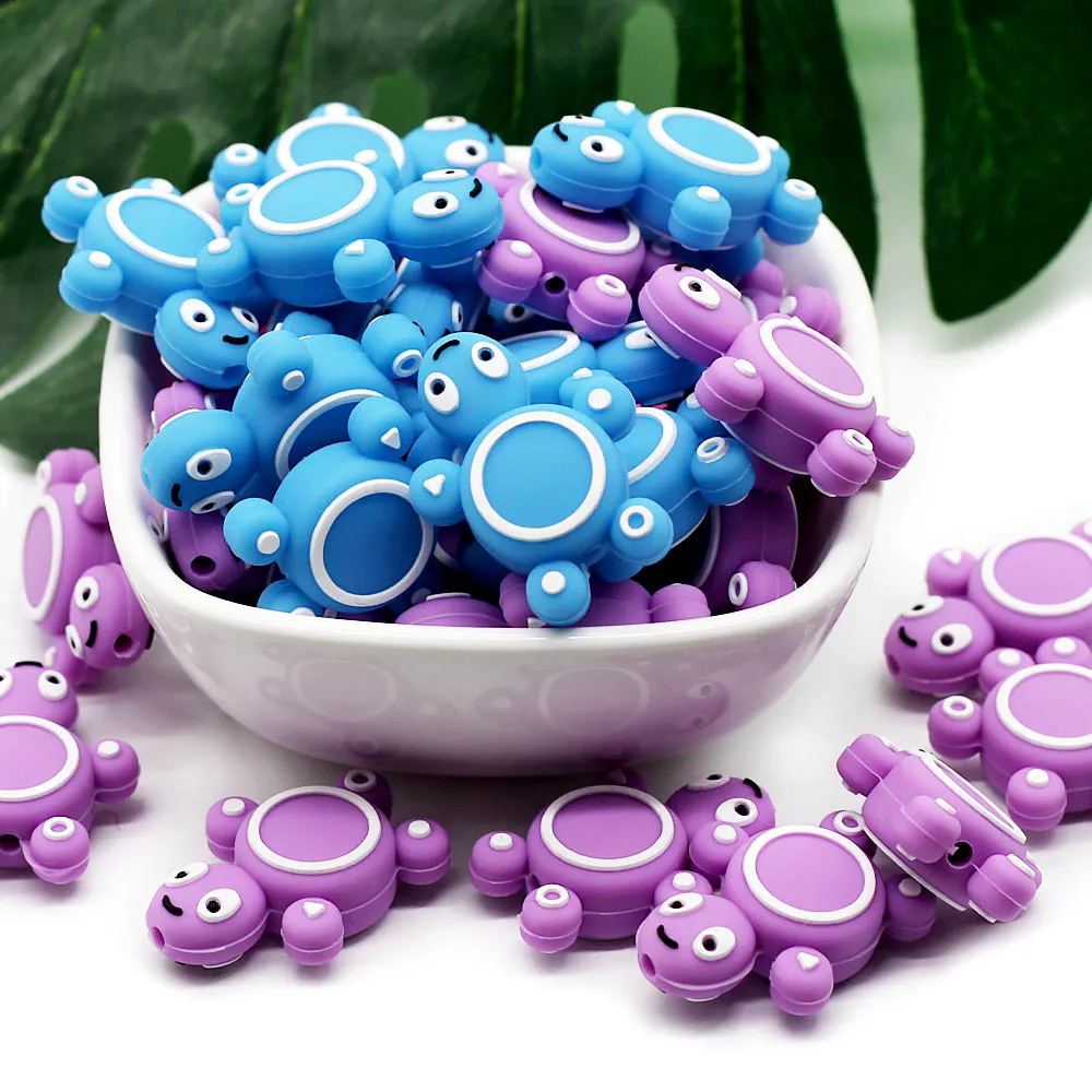 Cute-idea 10pcs Silicone Beads Animal Shape Of Mini Turtle Teething  Pacifier sensory Toy BPA Free DIY Chewable Baby Teether