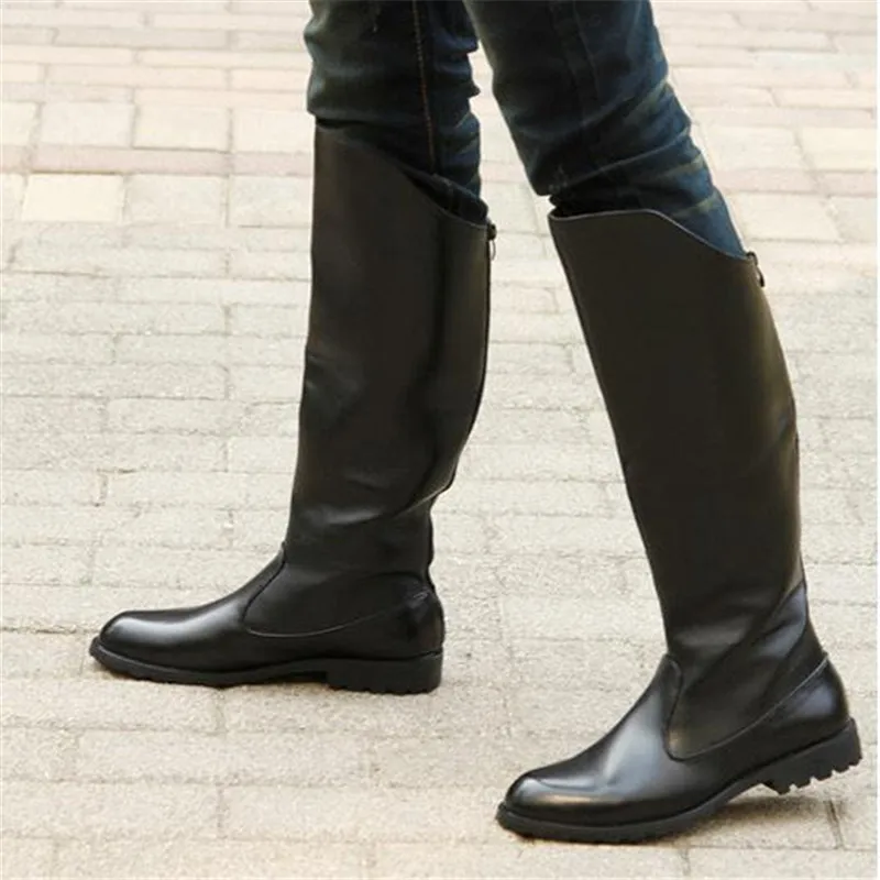 new hot Korean Edition Leisure Men\'s Boots British Style Long Barrel Male High Top Waterproof outdoor Leather Boots size 37--45