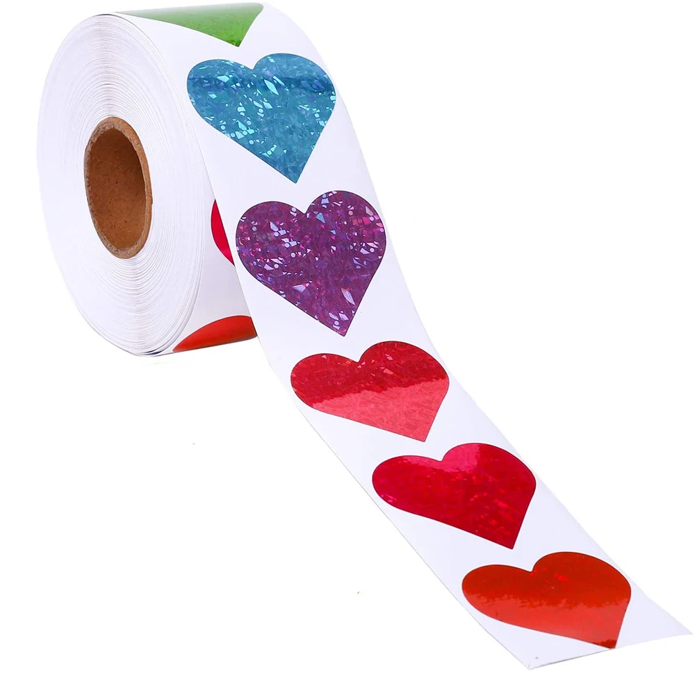 500 pz/rotolo adesivi amore a forma di cuore adesivi sigillo etichette confezione regalo compleanno forniture per feste di nozze adesivi di cancelleria