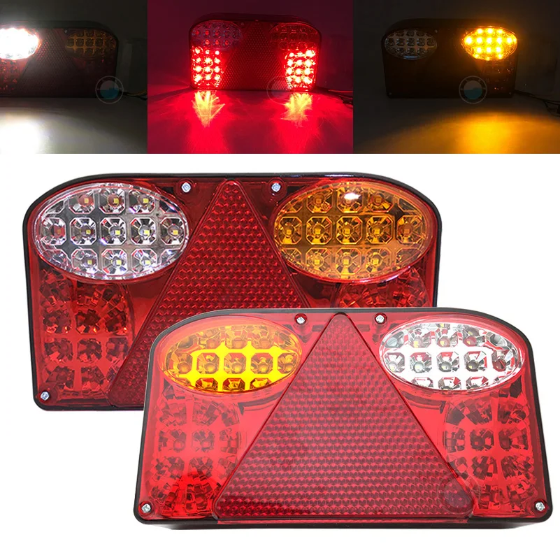 

2X 12V LED Car Trailer Truck Tail Light Taillight Rear Light Stop Brake Lamps Turn Signal for Pick-ups Tippers chassis Van.