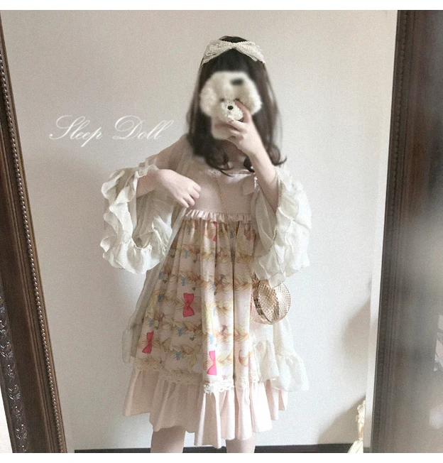 Robe japonaise lolita douce à bretelles, vintage, taille haute, imprimé victorien, mignonne, kawaii, gothique, lolita cos loli