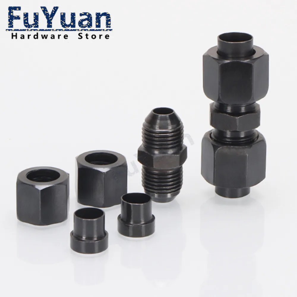 1PCS Carbon Steel High-pressure Hydraulic Double head Flaring Straight-through 6/8/10/12/14mm Connection Fittings