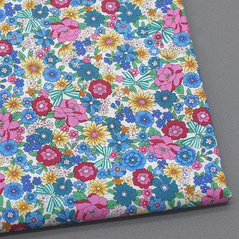 Summer Thin Poplin Soft Cotton Flowers Printed Muslin Fabrics For Sewing Dress Clothes Quilt Textile Needlework Handicraft Per H