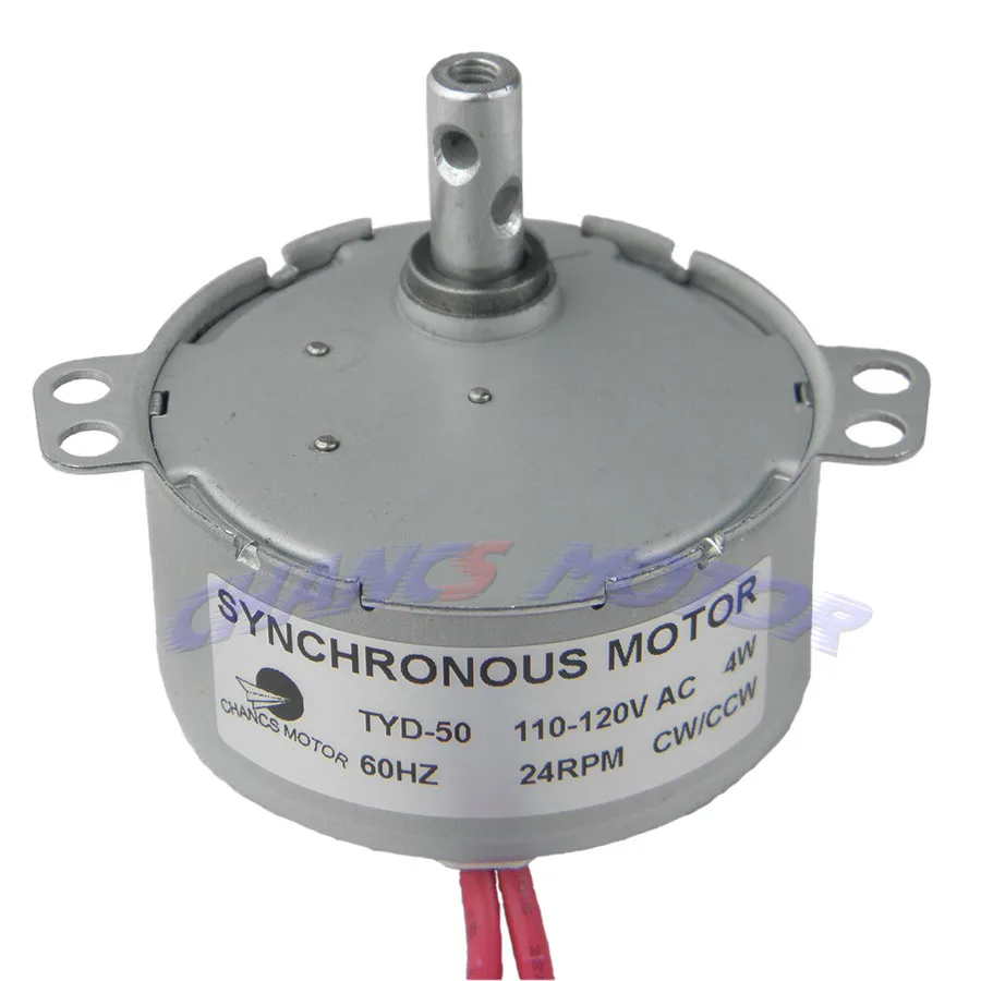 TYD-50 Synchronous Motor 110V AC 24RPM CW CCW 4W Torque 1.2Kg.cm Slow Speed Electric Motor Micro Motor