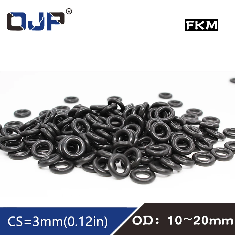 

10PCS/lot Fluorine rubber Ring Black FKM Oring Seal OD10/11/12/13/14/15/16/17/18/19/20*3mm Rubber O-Ring Seal Gaskets Washer