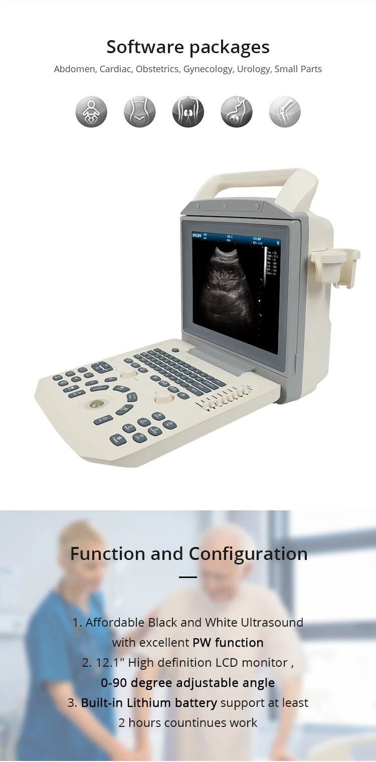 ماكينات بالموجات فوق الصوتية المحمولة PBWU50 التصوير PW أشعة موجات فوق صوتية دوبلر الماسح الضوئي أدوات الموجات فوق الصوتية الطبية