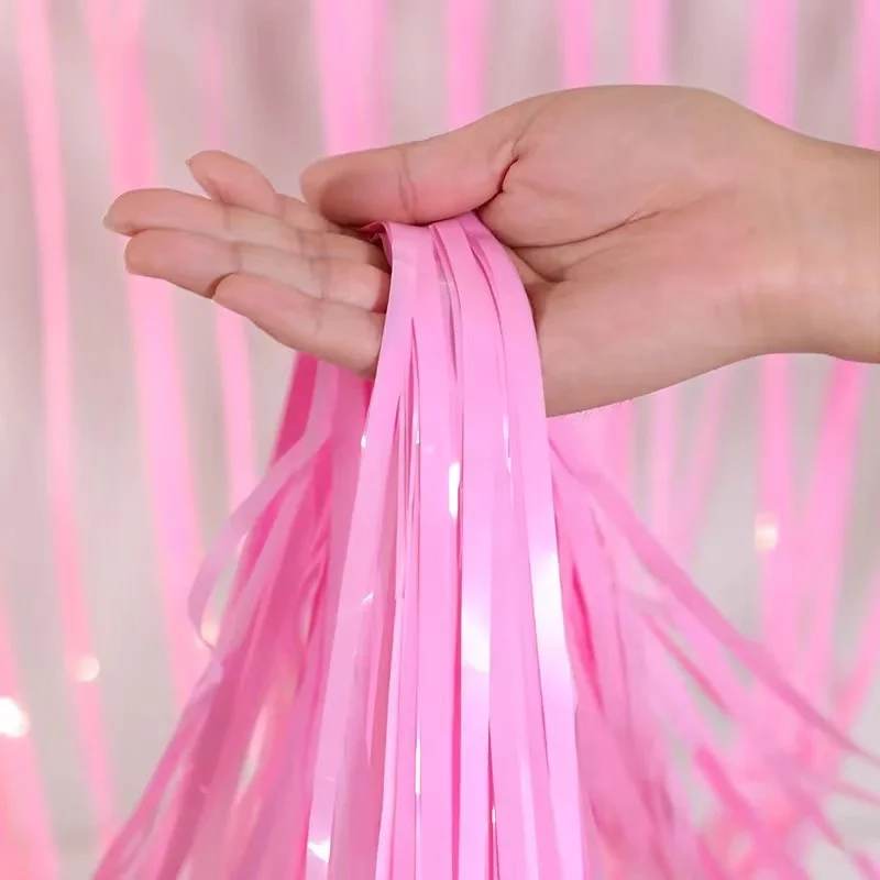 New 2m Gradient Rain Silk Curtain Macaron Color Tassel Wedding Room Party Background Wall Layout Decoration