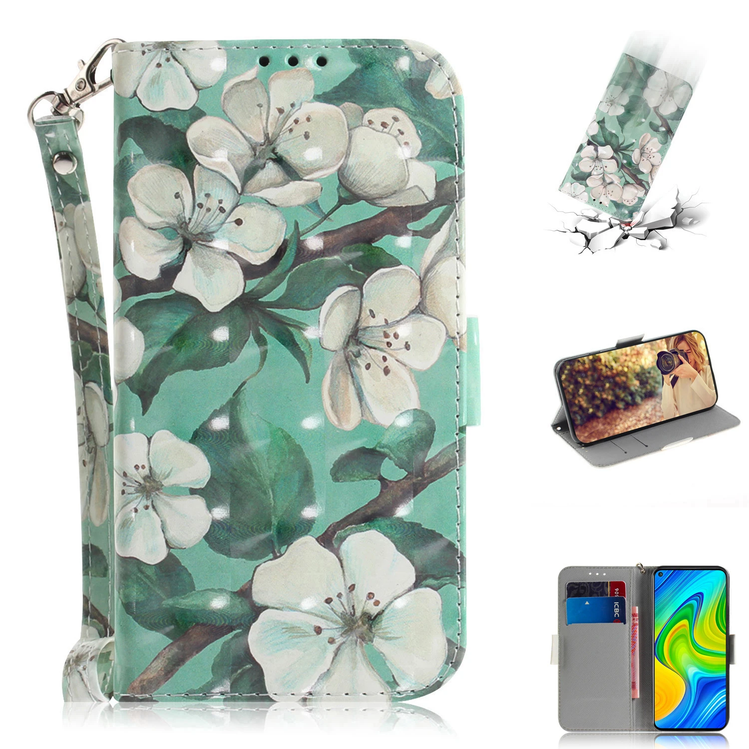 3D Animal Pattern Case For Xiaomi Redmi Note 6 7 8 8T 9S 9 Pro Max 10 6A 7A 8A 10X S2 4G 5G Flower Cat Flip Phone Cover Leather