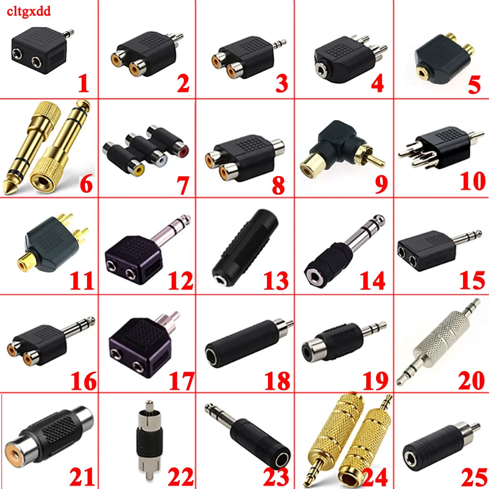 NEW Audio Earphone Headphone Splitter Adapter 3.5mm 2 Earbuds Mono Stereo Headse 6.5MM TO RCA AV Male Female Connector