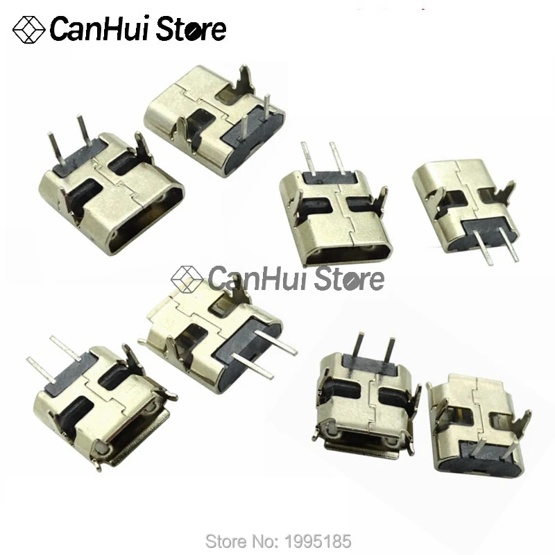 20/50Pcs Micro Usb 2Pin 90/180 degrees  B Type Female Connector For Mobile Phone Micro Usb Jack Connector 2 Pin Charging Socket