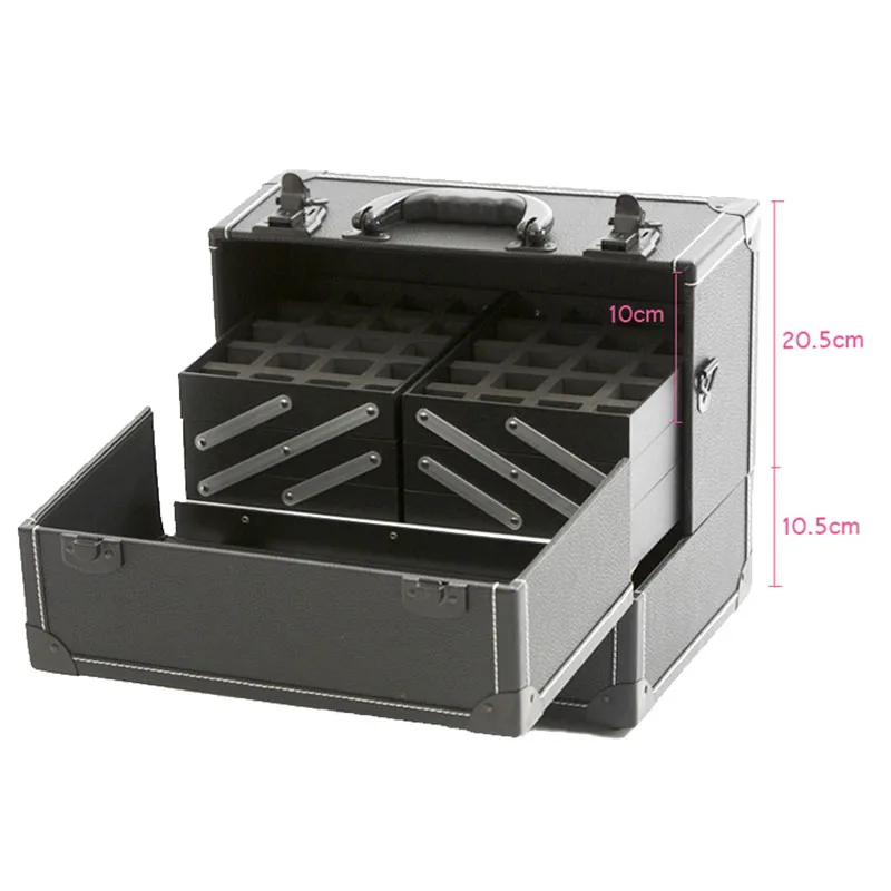 Professional Makeup Artist Beauty Manicure Haircut Travel Hand Suitcase Pvc Leather Black Retro Large Folding Luxury Organizer