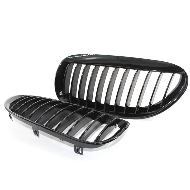 For 2004-2010 BMW E63 E64 Model 645Ci M6 650i Shiny Black Front Kidney Grille 1 Set