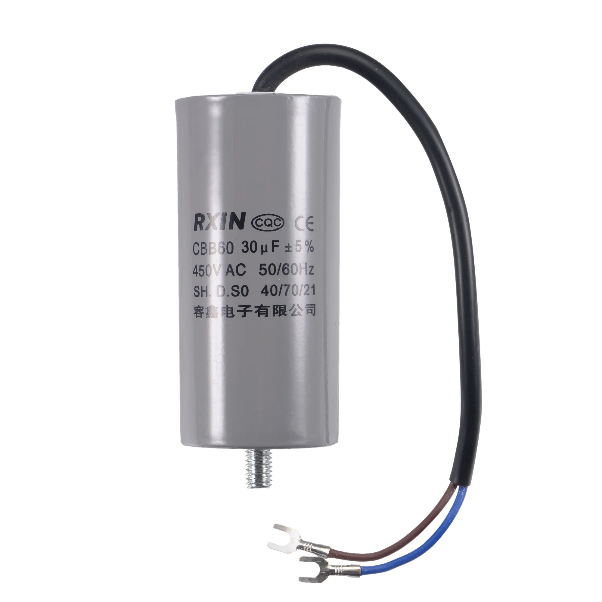 

30uF-50uF CBB60 Run Capacitor 450V AC 2Wires 50/60Hz Cylinder with Terminal M8 Fixing Stud for Air Compressor Water Pump Motor