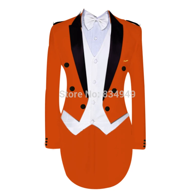 PREMIUM Custom Made to Measure Tailored men's BESPOKE tuxedo,ORNAGE TAILCOAT(Jacket+Pants+Vest