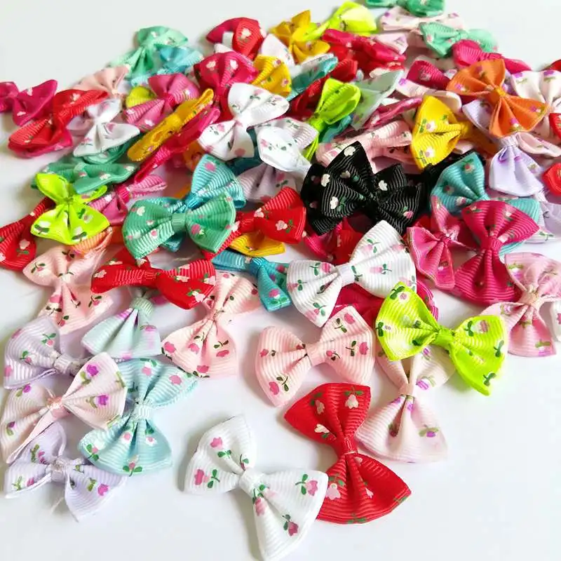 50pcs/lot 23mm*35mm Satin Ribbon Bow Gift Package For DIY Handmade Bow Wedding Decoration Scrapbooking Sewing Craft