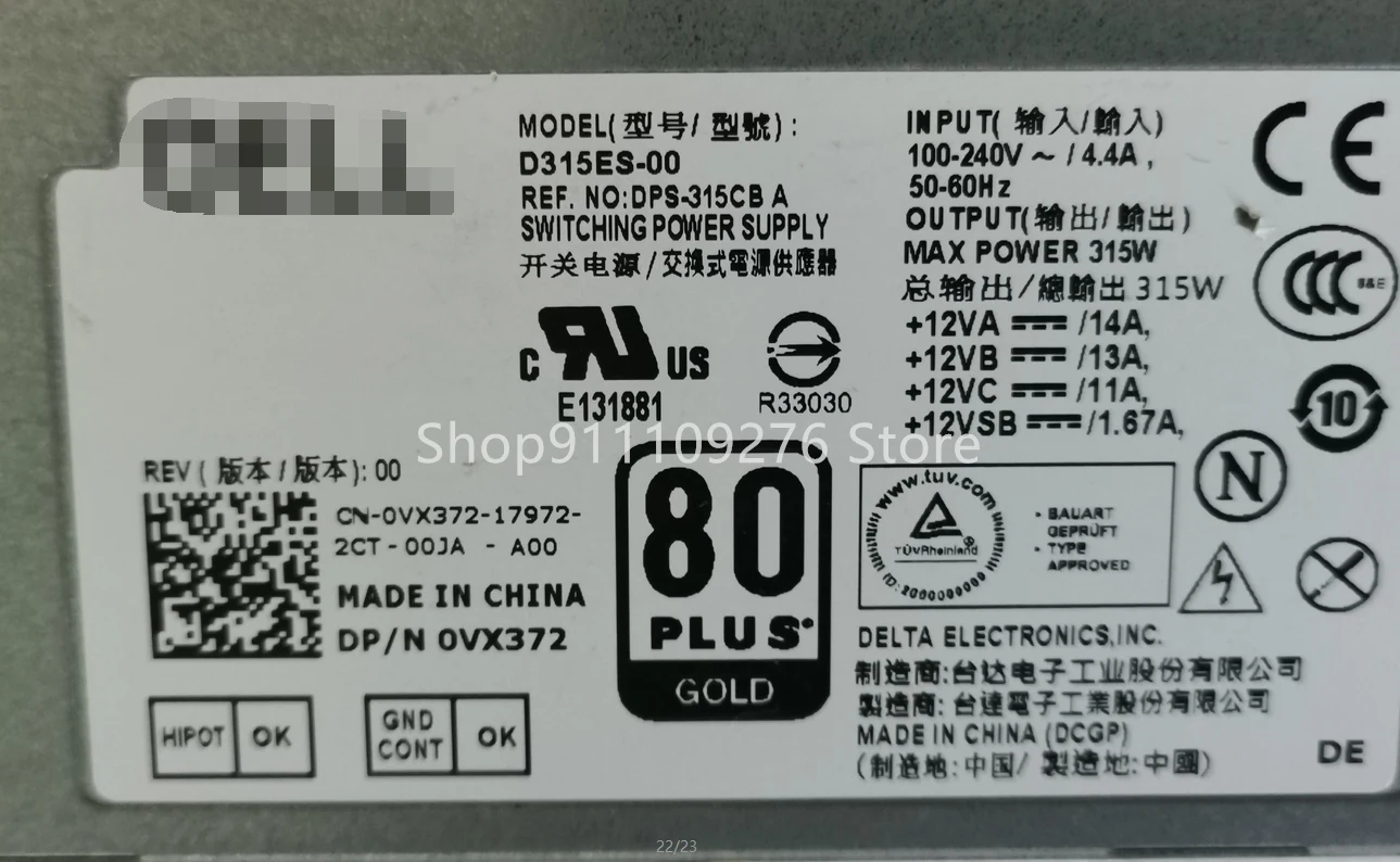 Imagem -02 - Psu Original para Dell Xe2 T1700 Sff 9020 Fonte de Alimentação D315es00 H315es-00 Vx372 4fcwx Max 315w