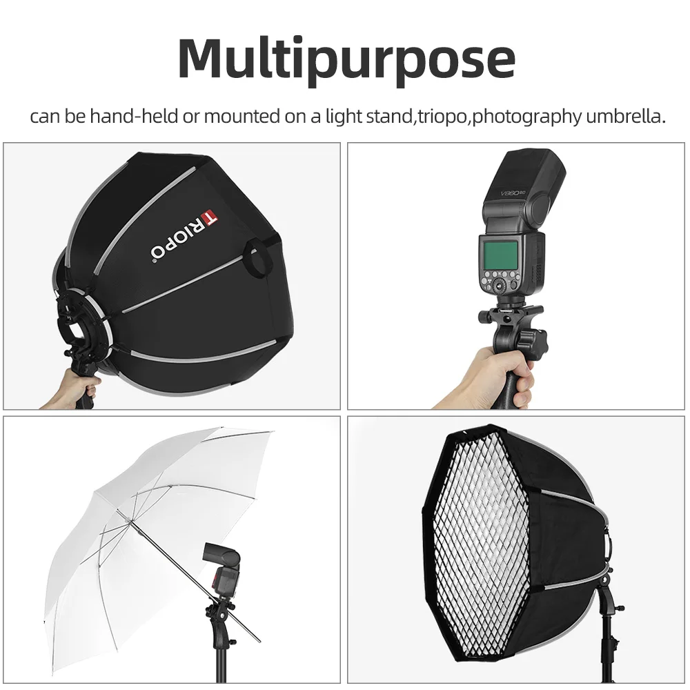 TRIOPO Softbox 55CM 60CM Speedlite Portable Octagon Umbrella  Light Box Outdoor Flash Soft Box For Godox YONGNUO Photography