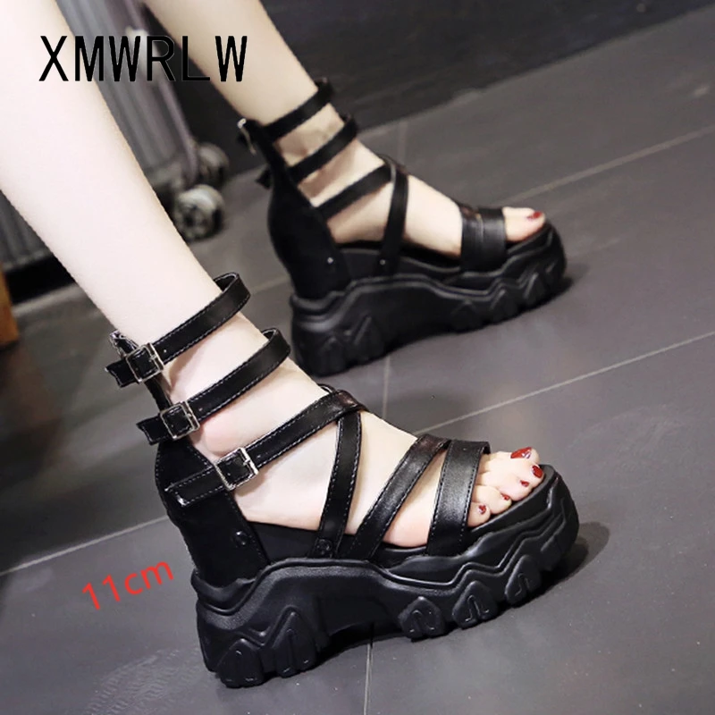 XMWRLW PU Leder Frauen Sommer Sandalen Mode High Heels Schuhe Für Frauen Keile Sandalen Gummi Sohle Damen Sommer Schuhe Sandale