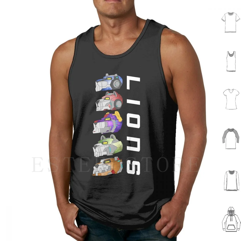 Lions Tank Tops Vest Cotton Voltron Voltron The Legendary Voltron Lions Robot Lions Robots