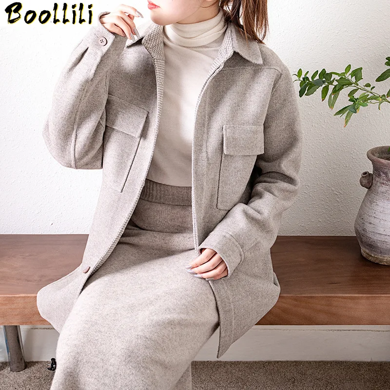 

Coat Boollili Wool Women Clothes 2023 Korean Spring Autumn Double-sided Wool Jacket Women Woolen Overcoat Casaco Feminino