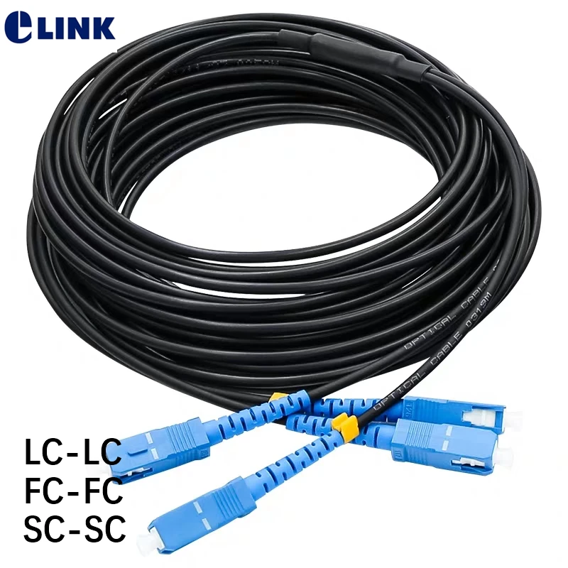 TPU Armored 2 cores Fiber optic Patch cord 1m 2m 3m 5m 10m 15m 20m 30m 3mm waterproof LC SC FC SCAPC LCAPC 2C Singlemode duplex