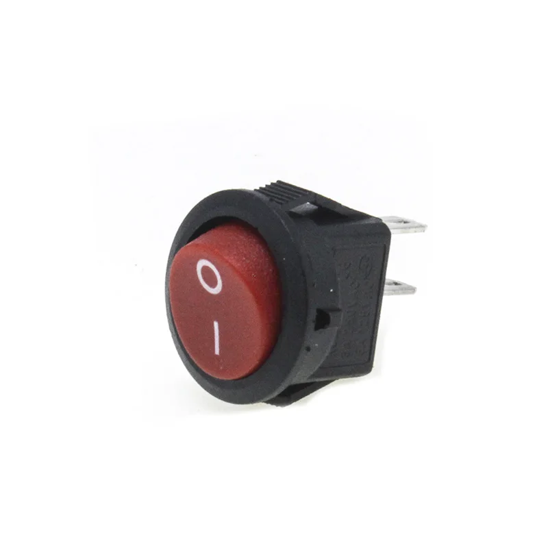 5/10 peças em lote 16 mm preto vermelho pequeno círculo 2pin 250v 3a interruptor de balancim tipo pressão spst em fora da posição de balancim cobre