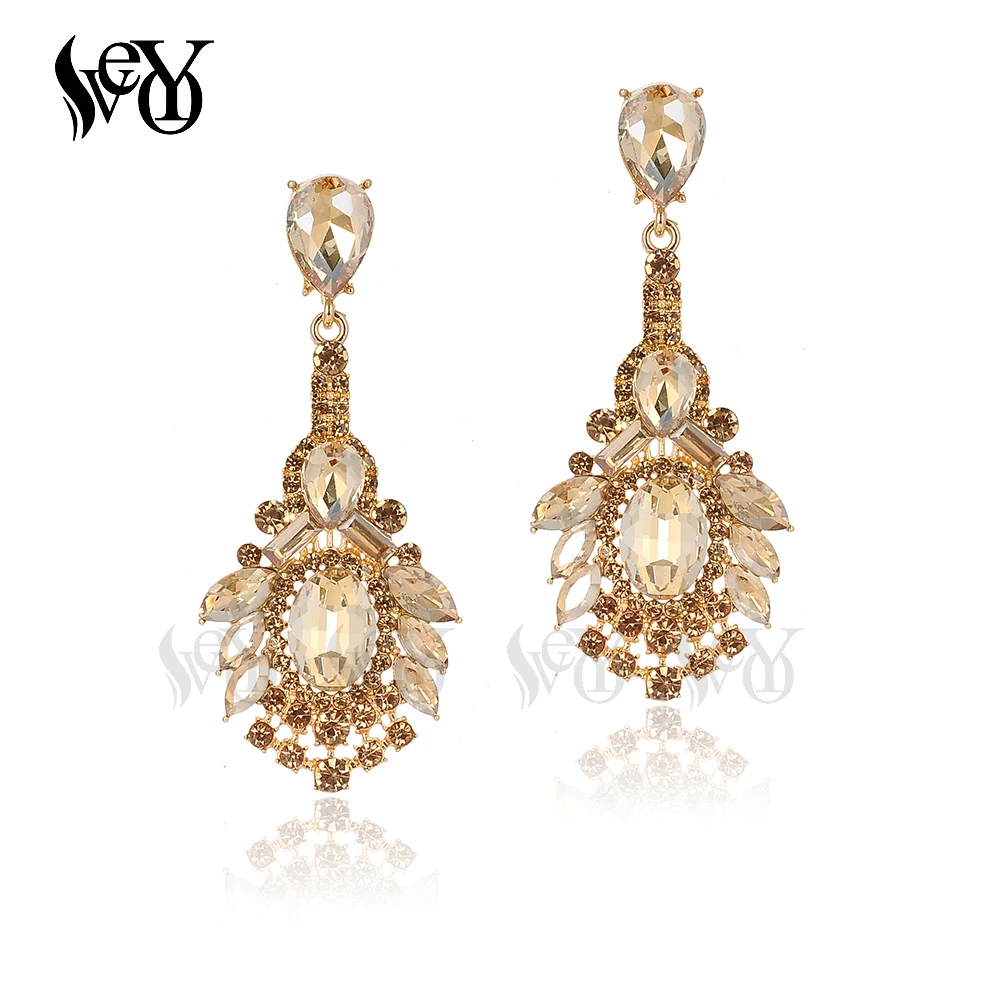 VEYO Luxury Crystal Drop Earrings Trendy Bridal Dangle Earrings Fashion Jewelry for Women Gift New Wholesale