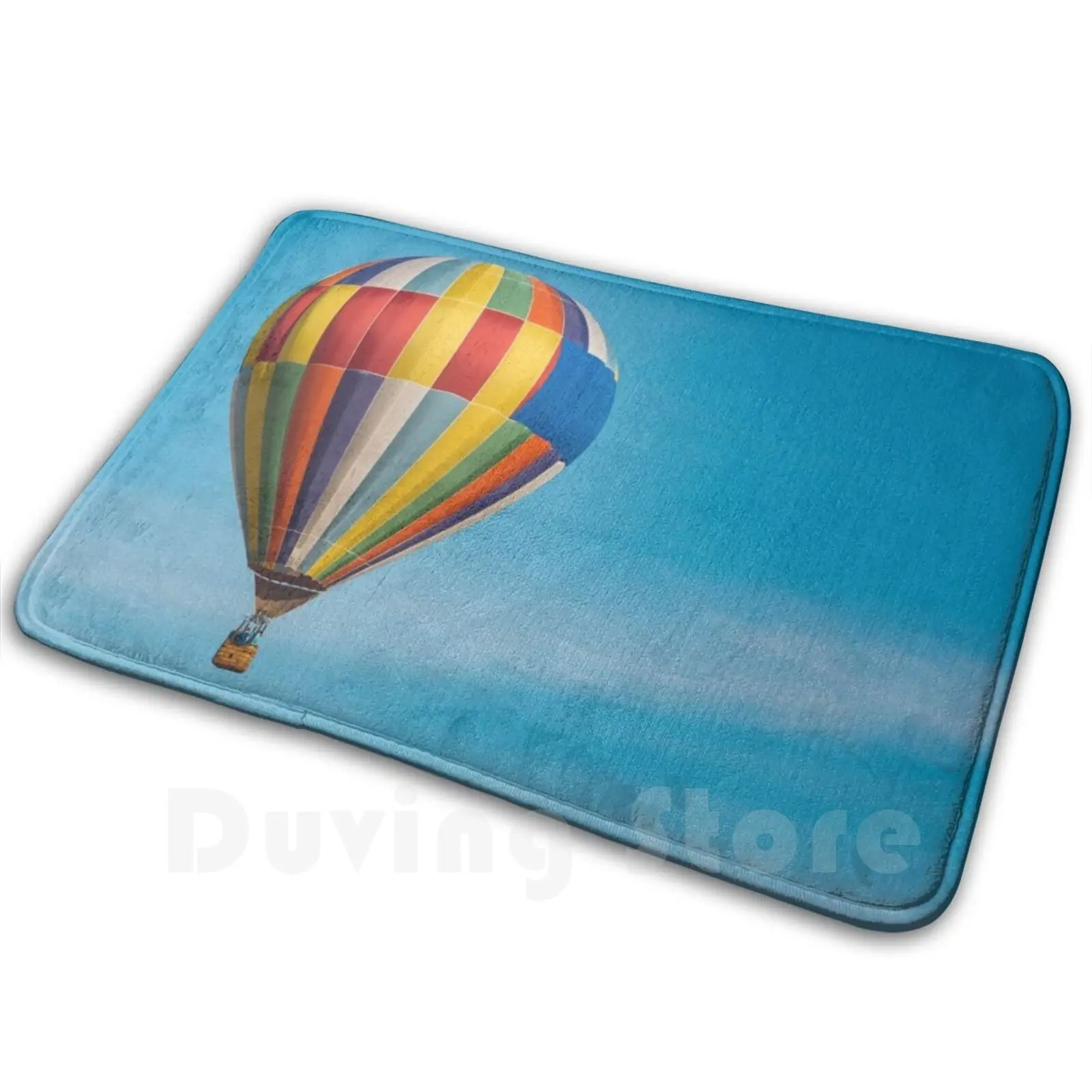 Hot Air Balloon Floating In The Sky Carpet Mat Rug Cushion Soft Non-Slip Hot Air Balloon Balloons Balloon Float Sky Blue