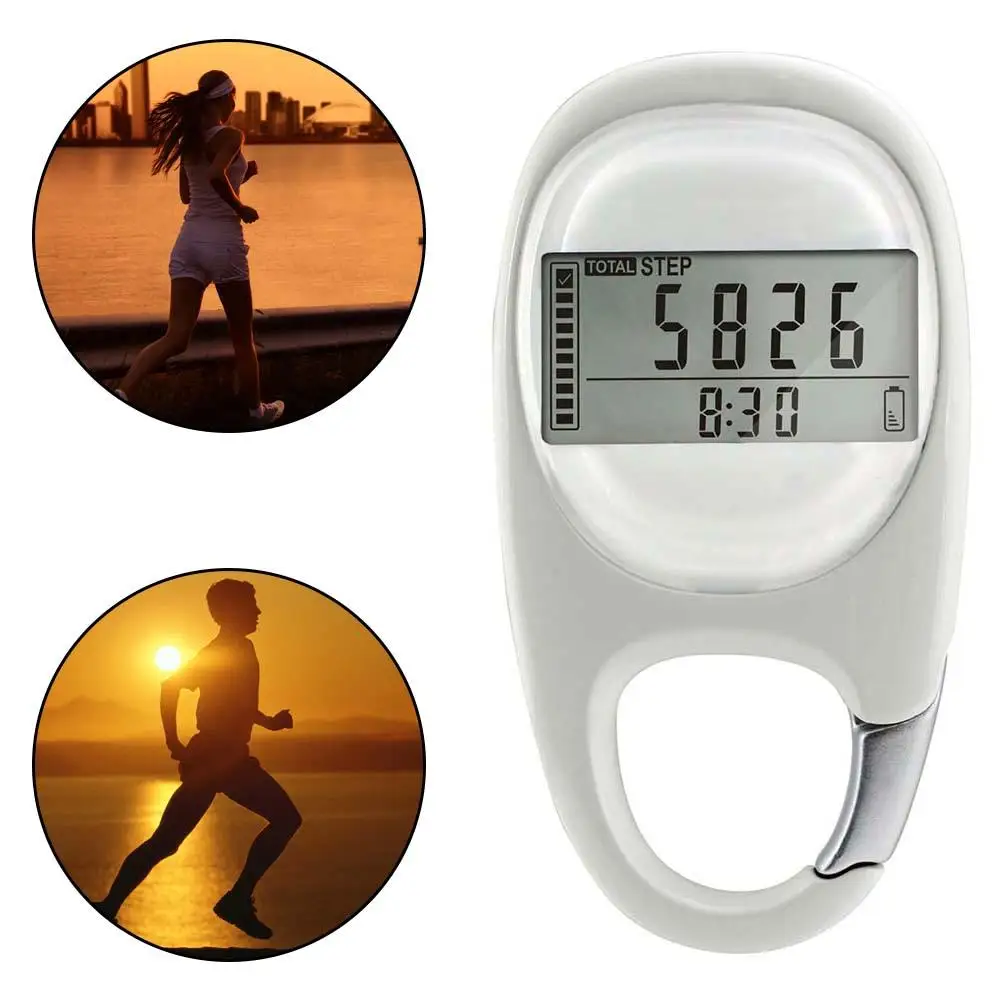 Portable Carabiner Walking Distance Fitness Calorie Step Counting Pedometer Carabiner