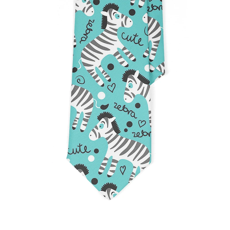 Fashion School Skinny Ties For Boys Girls Casual Cartoon Zebra Monkey Squirrel Necktie Simple Lazy Slim Student Tie