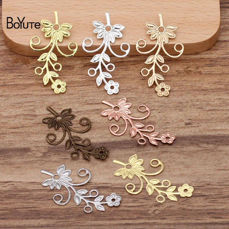 BoYuTe (100 pezzi/lottp) 22*40MM metallo ottone stampaggio risultati dei fiori fai da te fatti a mano accessori per gioielli parti