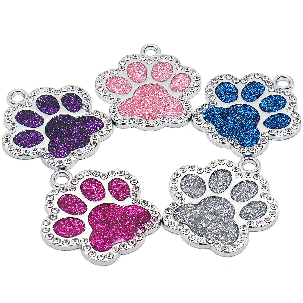 Wholesale 20Pcs Custom Dog ID Tag Personalized Engraved Pet Puppy Cat ID Collar Tags Paw Pet Accessories For Dogs Cat Petshop