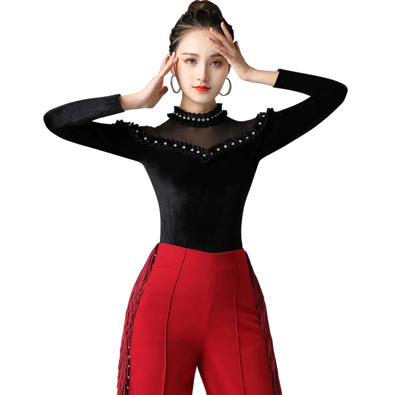 2021 New Sexy Dance Clothes Leotard Women Latin Salsa Rumba Chacha Dance Performance Practice Costume