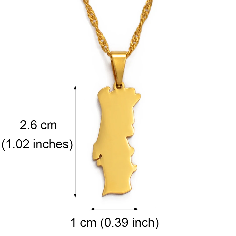 Anniyo Portugal Map Pendant Necklace Chain Charm Portuguesa Jewelry For Women Girls  #028321