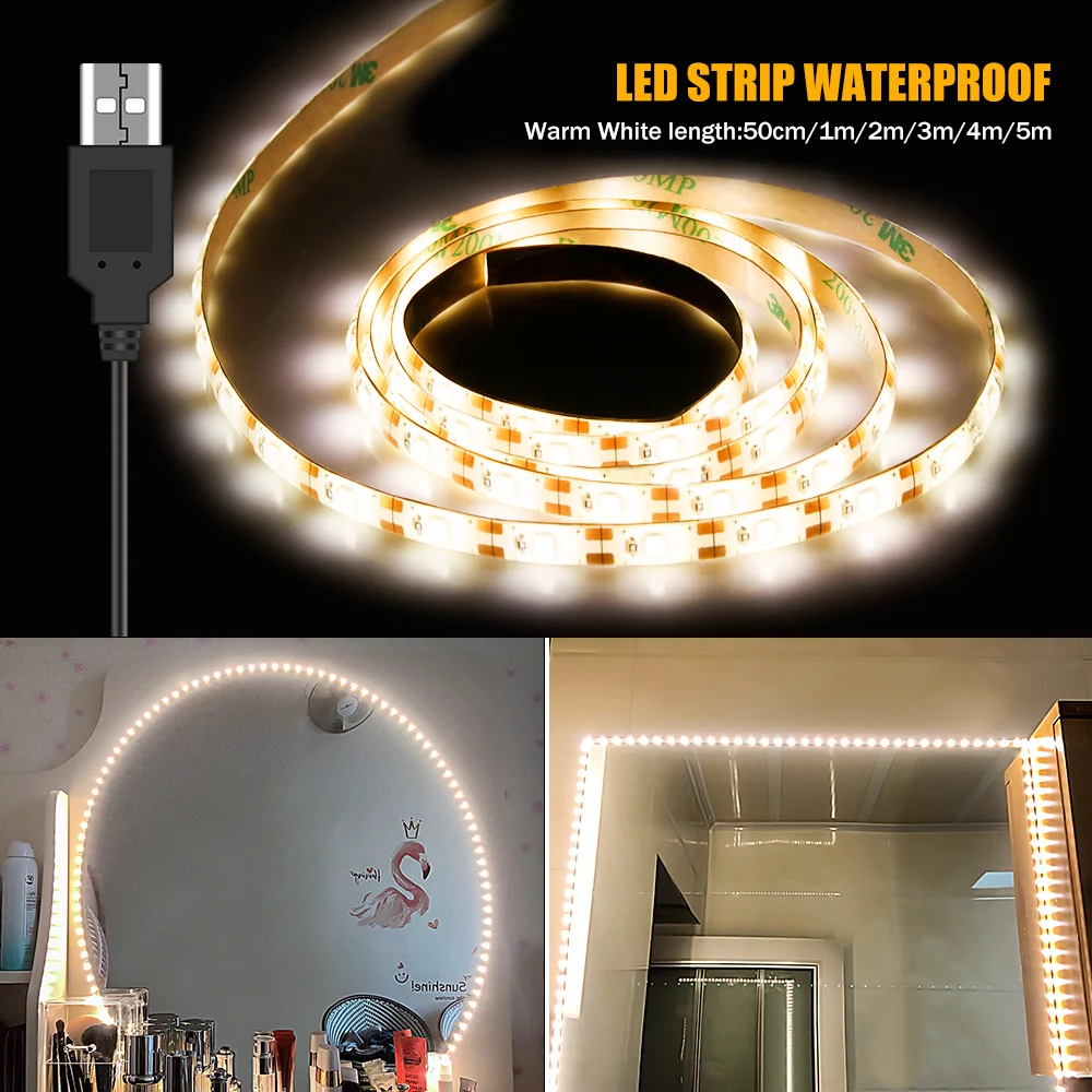 CanLing LED Vanity Mirror LED Lamp 5V USB Hollywood Makeup Lights Waterproof Dressing Table Bathroom Mirror Light LED Wall Lamp