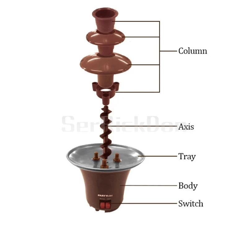 Mini fonte de chocolate artesanal, faça você mesmo, derretimento de chocolate com fondue de aquecimento, hotpot de 3 camadas para churrasco,