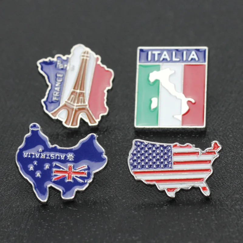 Pins New national flag map logo badge Creative iron tower building metal travel brooch clothing decoration Bag decoration badge