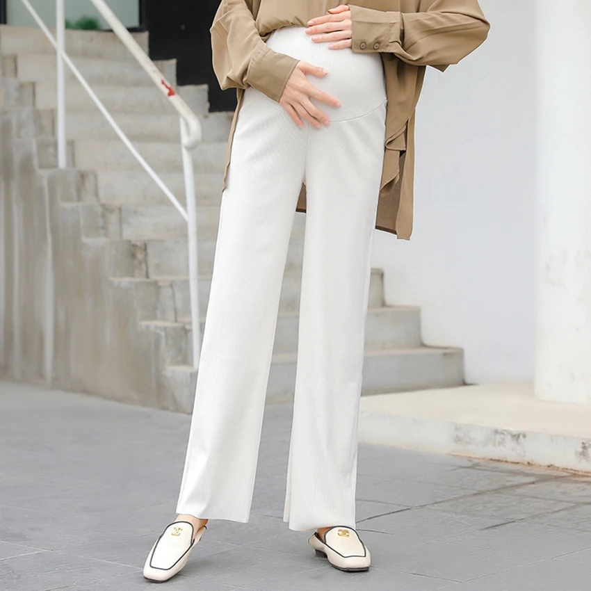 Pregnant women's belly lift pants outer wear nine-quarter pants spring and autumn loose straight leg fashion wide-leg pants trou