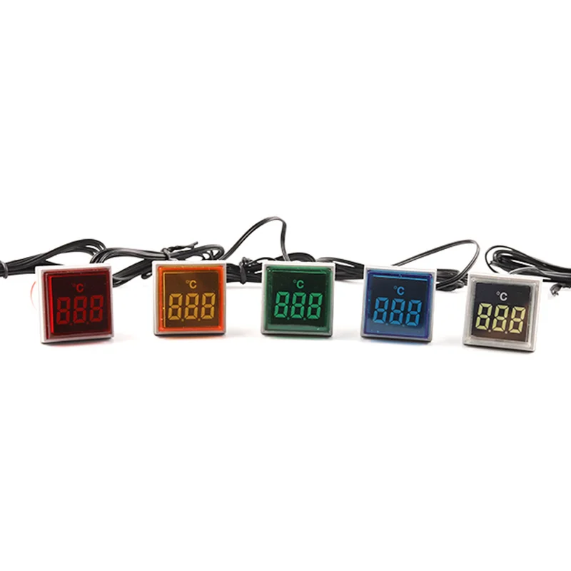 22mm Round Square LED Digital thermometer Signal Lights temperature meter Detector Sensor  -20-199 Celsius 50-500V AC