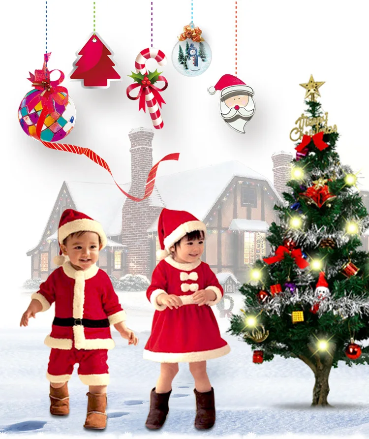 

2020 Christmas Santa kids lovely 70cm-160cm Children's Christmas Costumes Children's Santa Claus Boys and Girls Christmas Suits