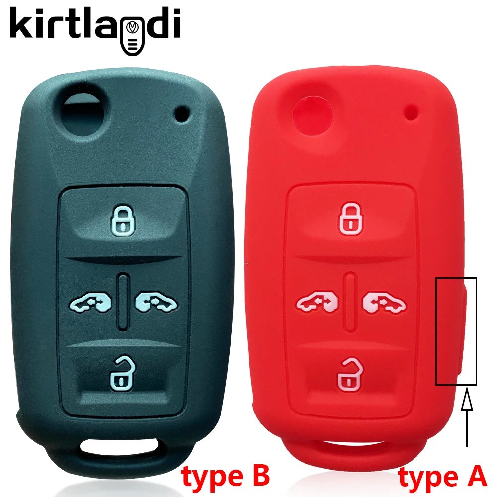 Kirtlandi Silicone Car Key Cover Case Holder Fob for VW Volkswagen Sharan Multivan for Seat Alhambra 4 Buttons Remote Key Shell