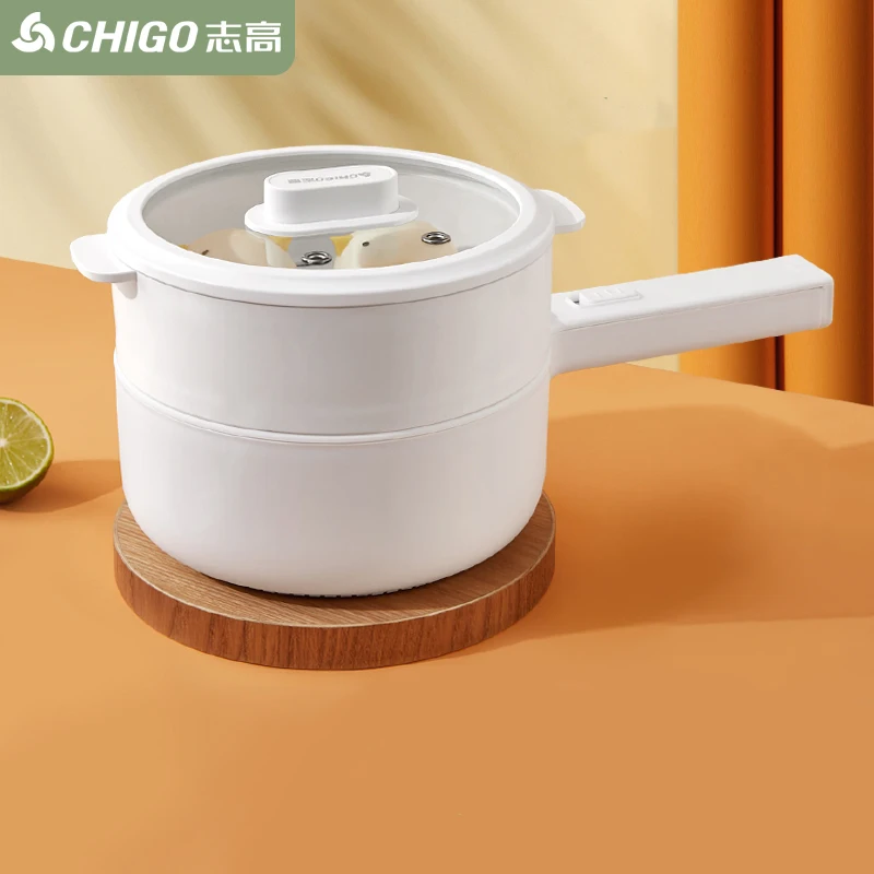 Marmite électrique Portable 700W, cuiseur à riz multicuiseur, revêtement en céramique, poêle électrique simple/Double couche 1,5l