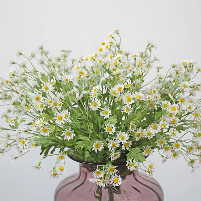 White Daisy Plastic Flowers Cheap Artificial Chamomile Romantic Display Fake Plants Home Party Wedding Decor