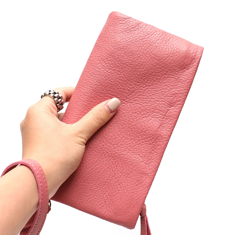 SC Soft Cowhide Women Long Wallet Fashion Multi Pockets Coin Purse Card Holder Passport Bag Female Genuine Leather Daily Clutch